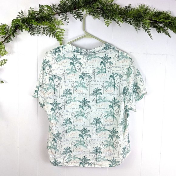 C&C California Women's Linen Palm Tree Crop Top - Picture 2 of 3